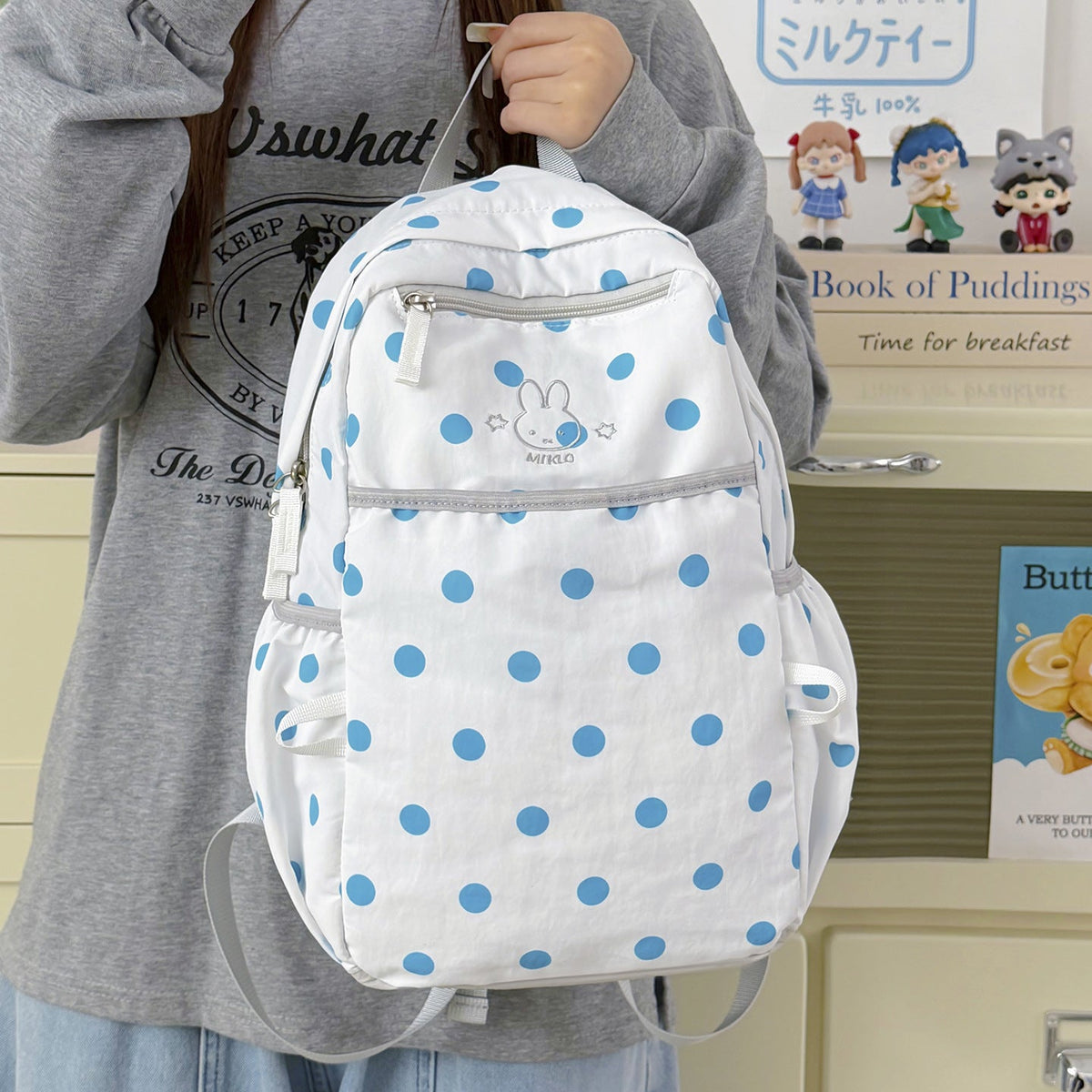 Fun Polka Dot Patterned Backpack LoungeYard — product view 1