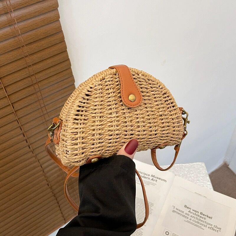 Handcrafted Rattan Bag in Half-Moon Design LoungeYard — product view 6