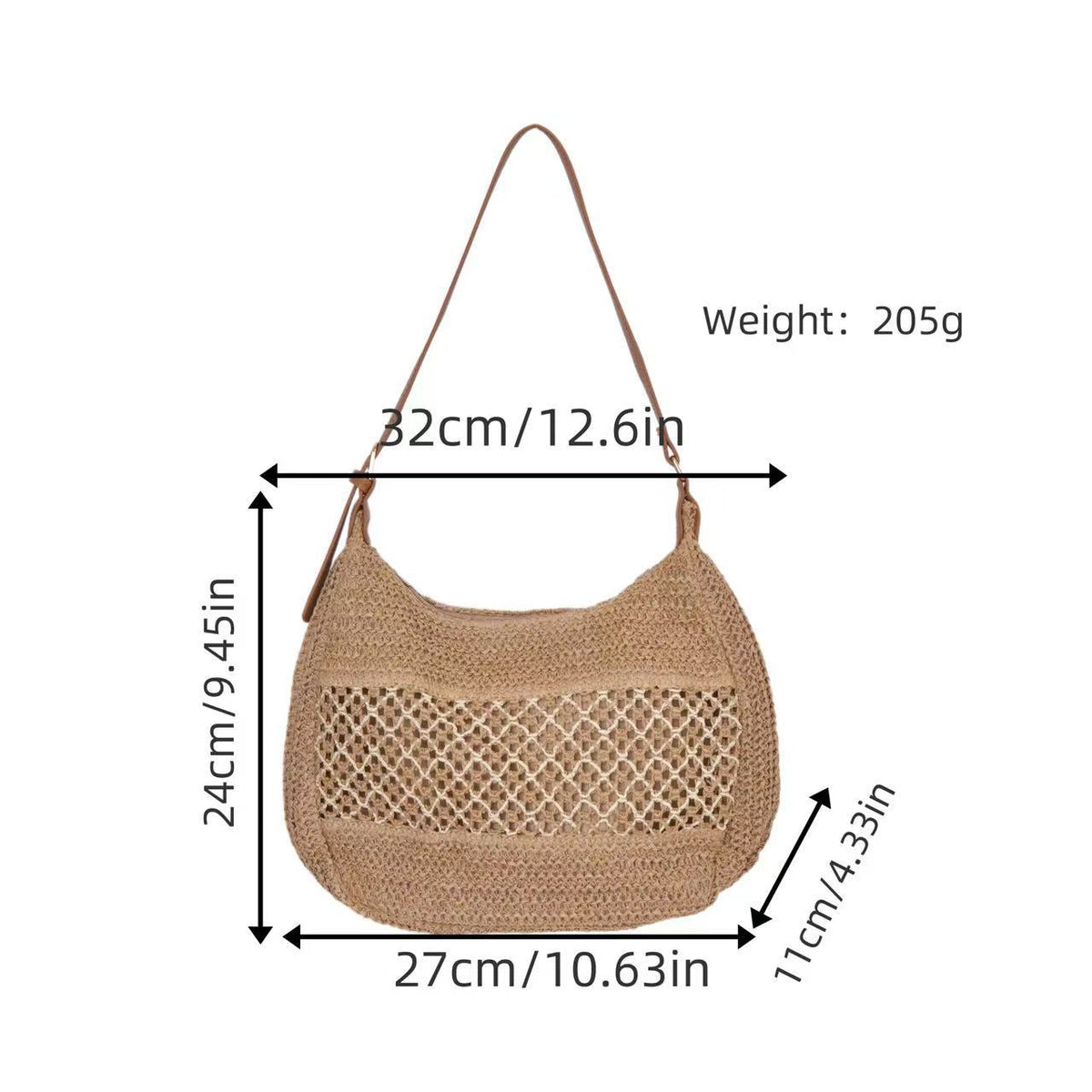 Elegant mesh shoulder bag with leather accents LoungeYard — product view 1