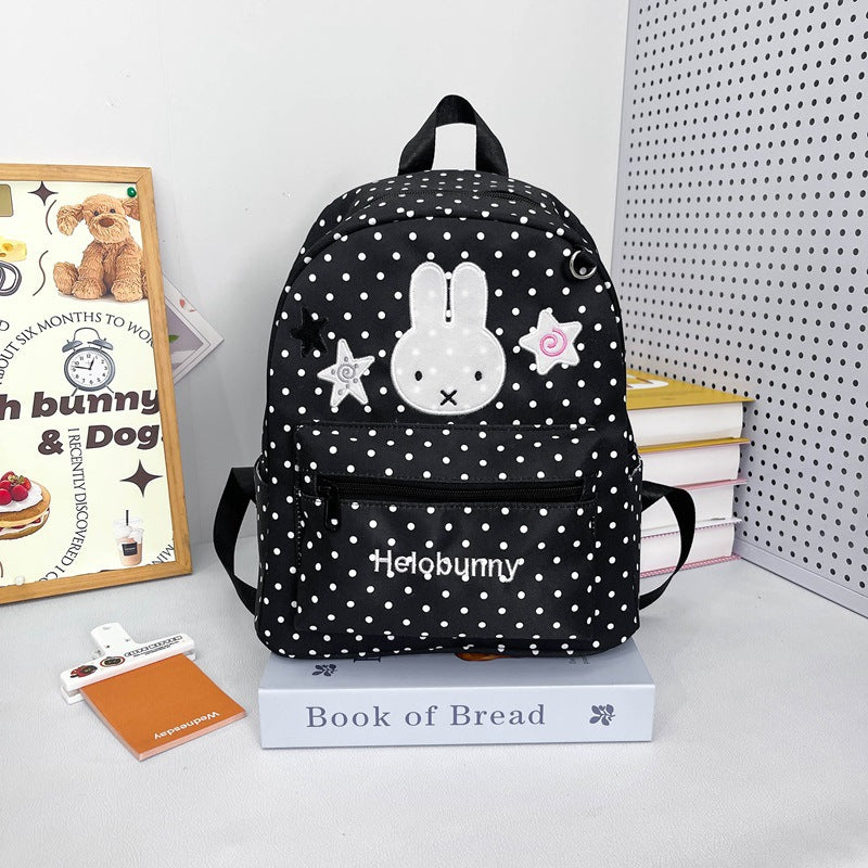 Polka Dot Cartoon-Themed Backpack with Plush Charm LoungeYard — product view 6