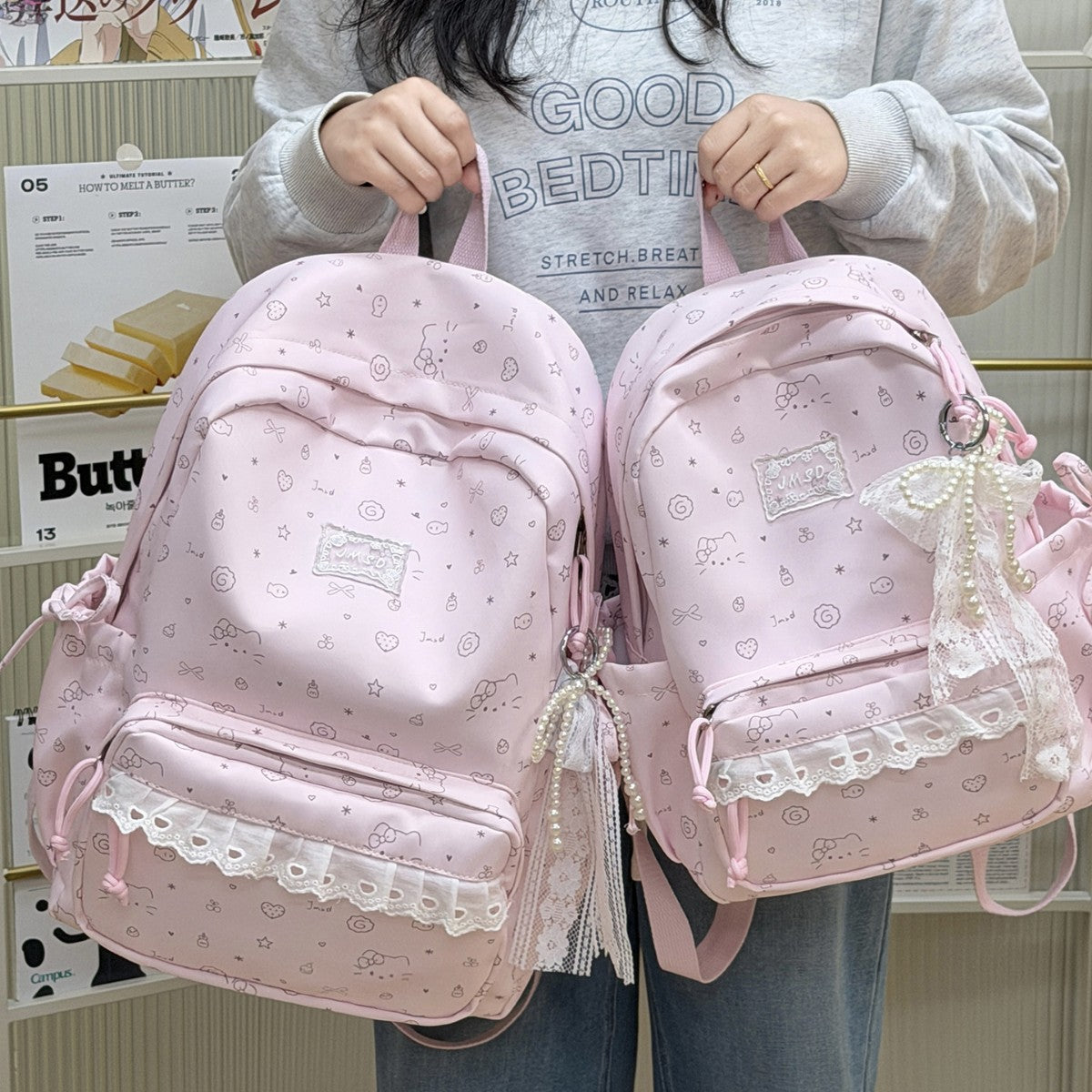 Cute Illustrated Patterned Backpack LoungeYard 1791205714 — product view 2