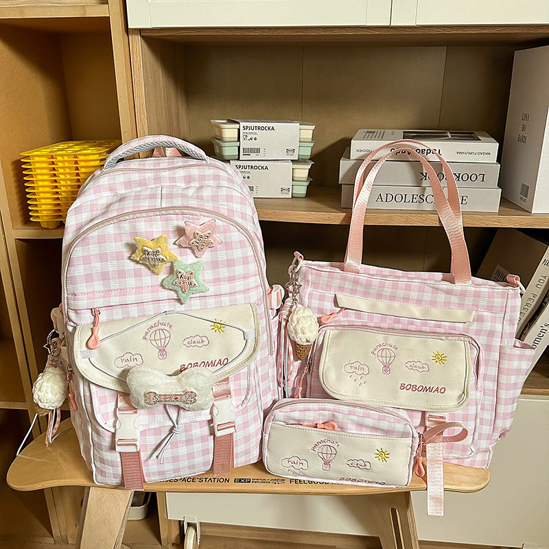 Stylish Gingham Check Pattern Backpack — product view 4