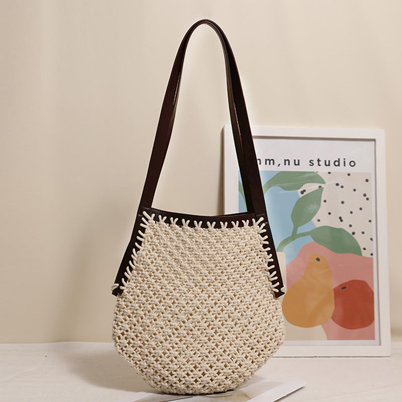 Hand-knotted tote bag with sturdy leather handles LoungeYard — product view 4