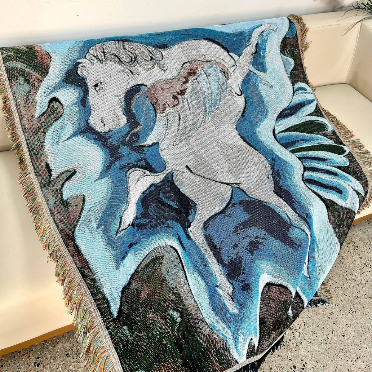 Artistic Unicorn-Themed Throw Blanket — product view 3