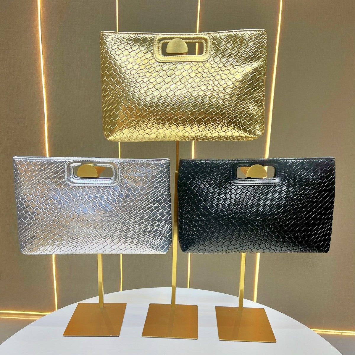 Textured Metallic Evening Clutch — product view 4