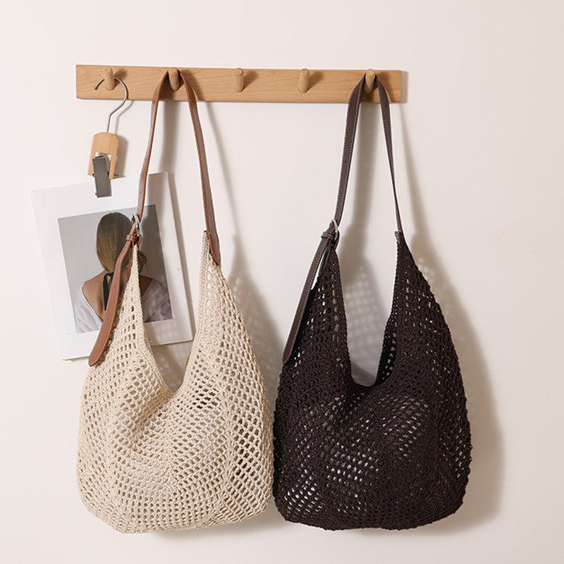 Casual mesh tote bag with adjustable leather strap LoungeYard — product view 1