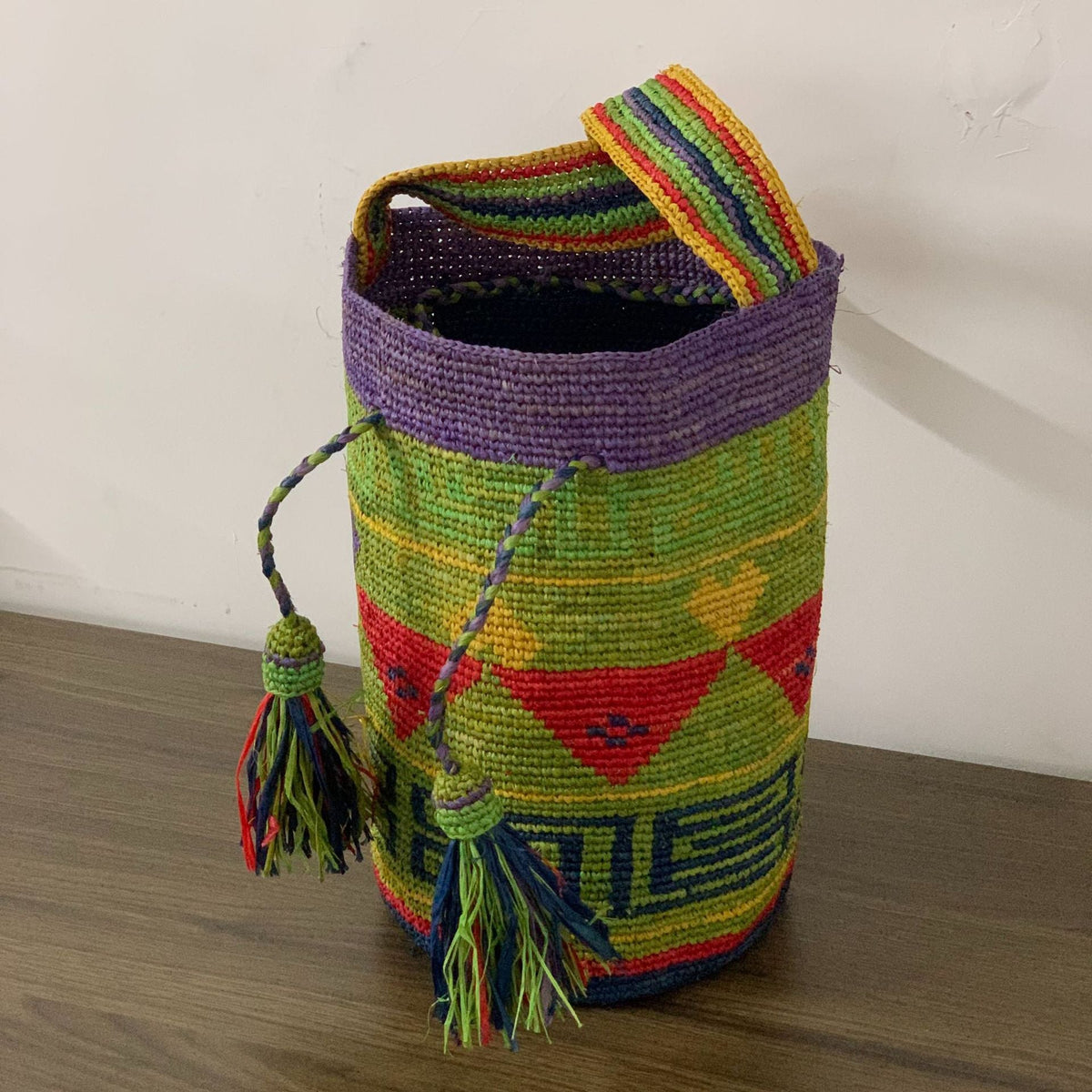 Handmade tote bag with colorful tassels LoungeYard — product view 5