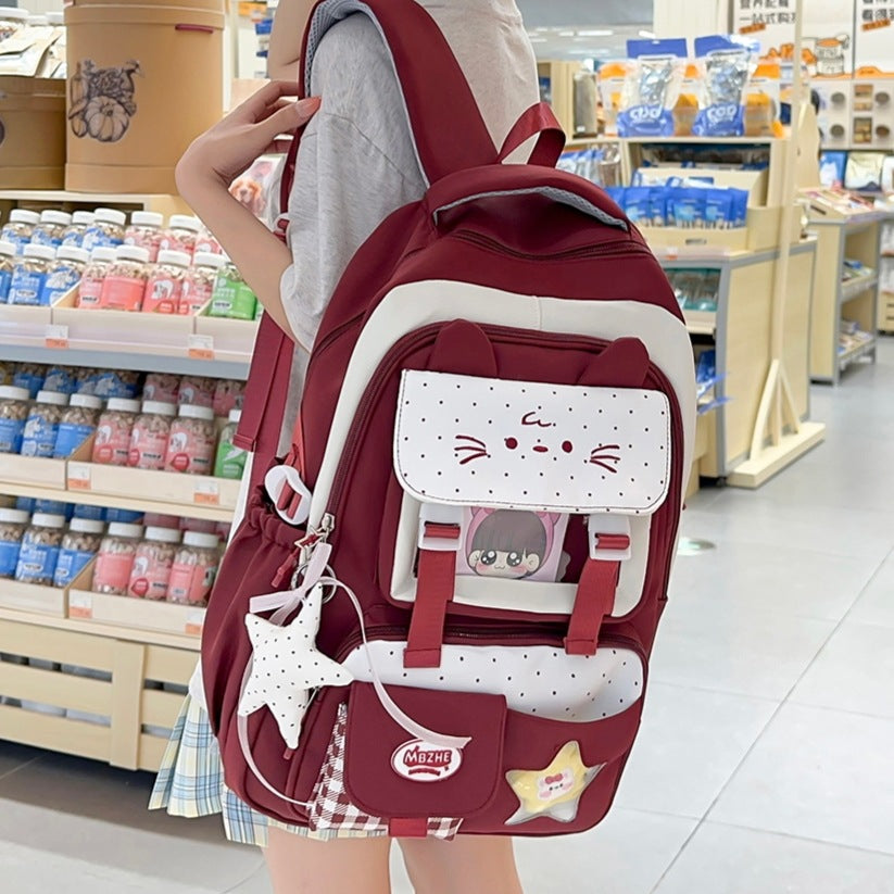 Cute Cat-Themed School Backpack LoungeYard — product view 3