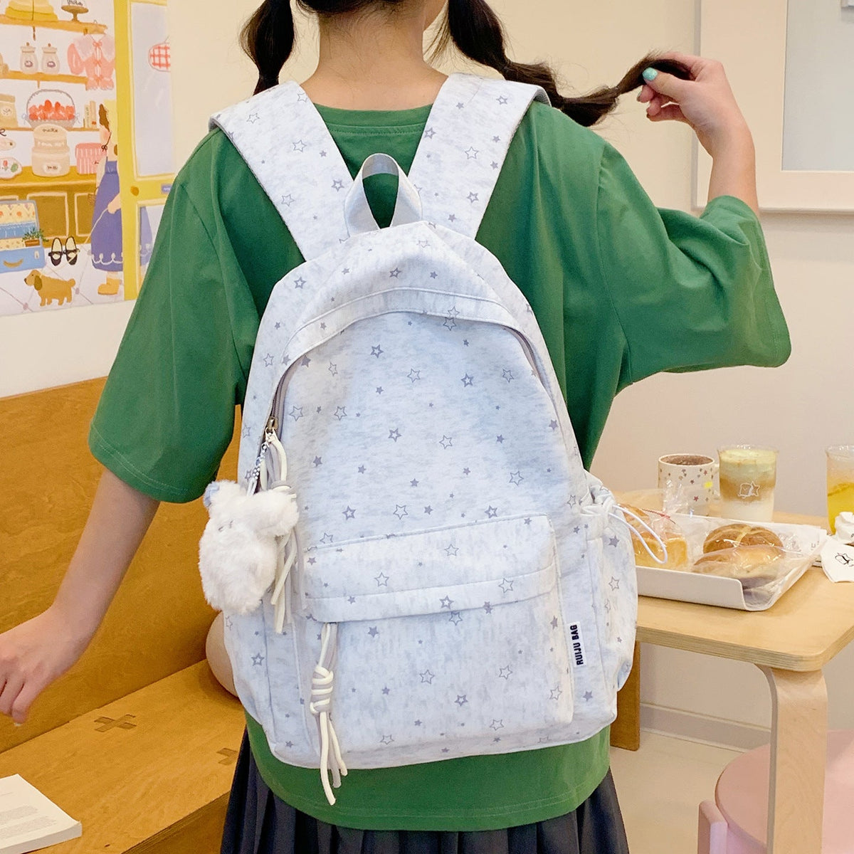 Cute Star-Patterned School Backpack LoungeYard — product view 3