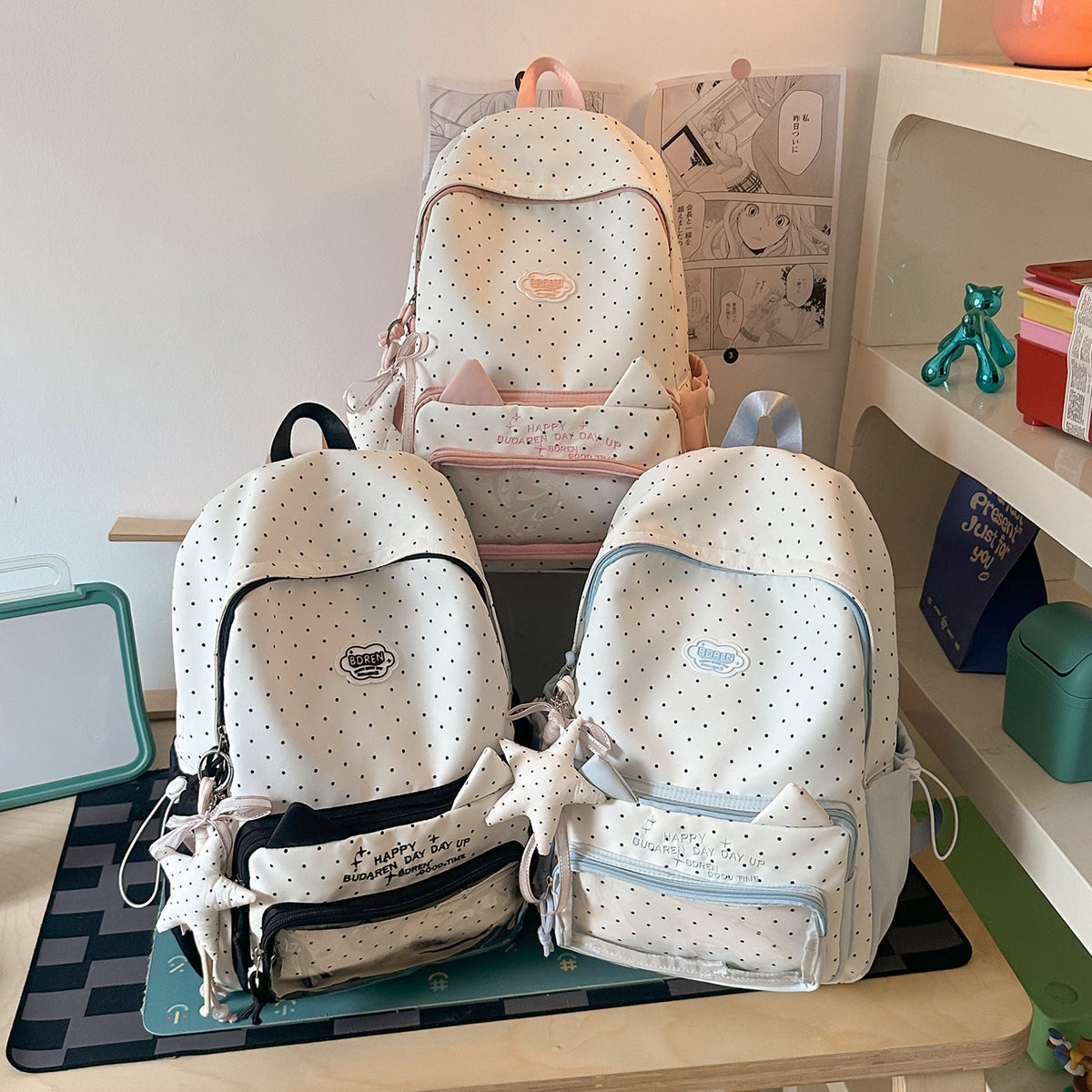Cute Polka Dot Design Backpack LoungeYard — product view 4