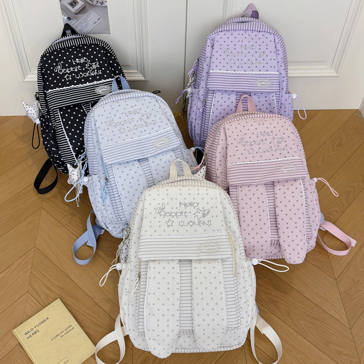 Cute Bunny Ear Patterned Backpack LoungeYard — product view 4