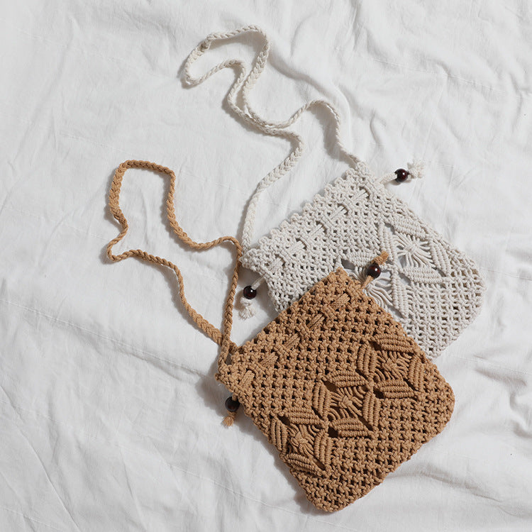 Macrame Bag with Adjustable Shoulder Strap LoungeYard — product view 4