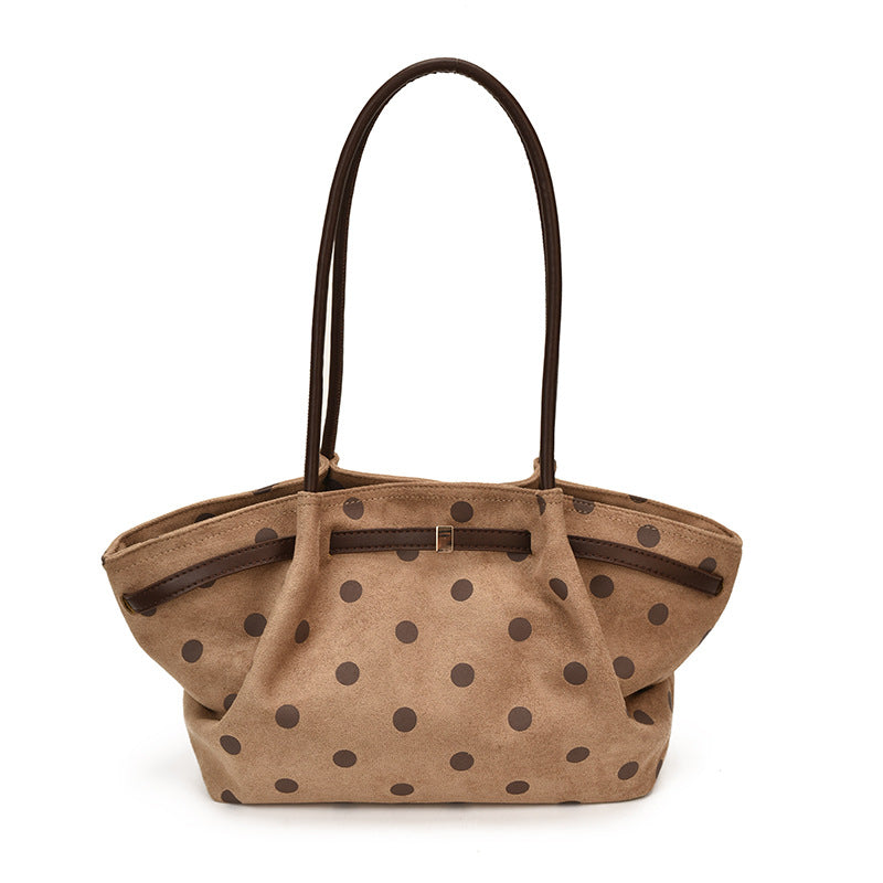 Polka Dot Suede Shoulder Tote — product view 5