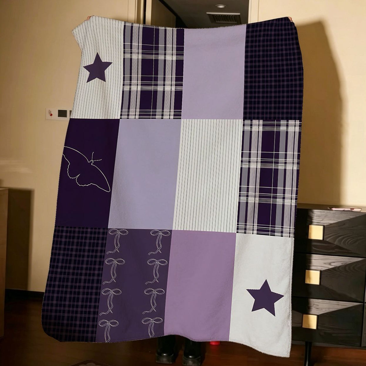 Patchwork Fleece Throw Blanket — product view 3