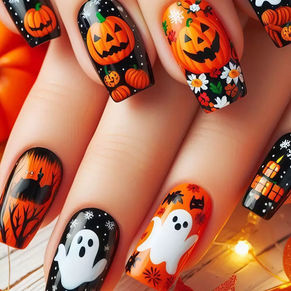 Halloween-Themed Artistic Press-On Nail Set — product view 1