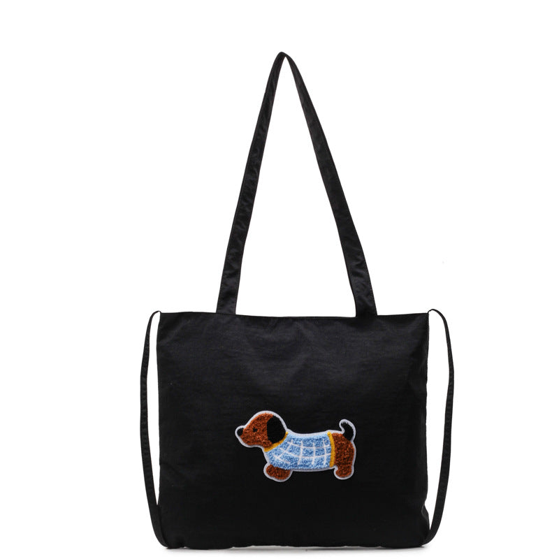 Cute Cartoon Dog-Themed Canvas Tote Bag — product view 5