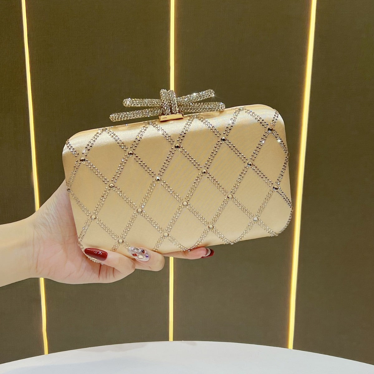 Decorative Rhinestone-Studded Evening Clutch — product view 1