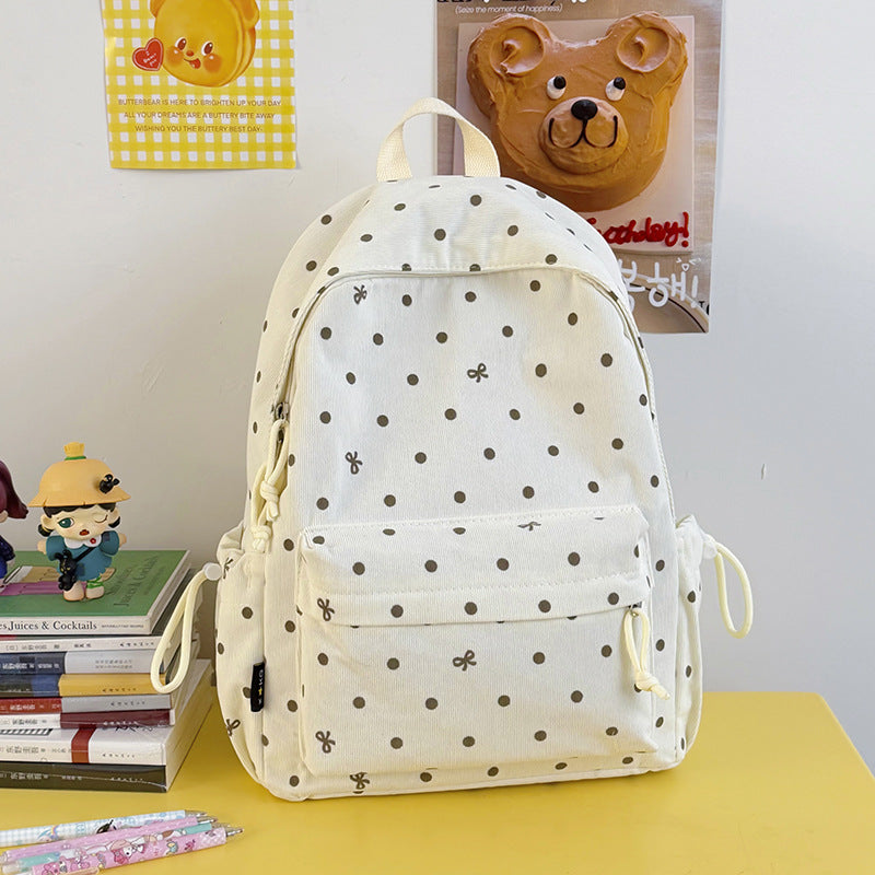 Casual Polka Dot Patterned Backpack LoungeYard — product view 7