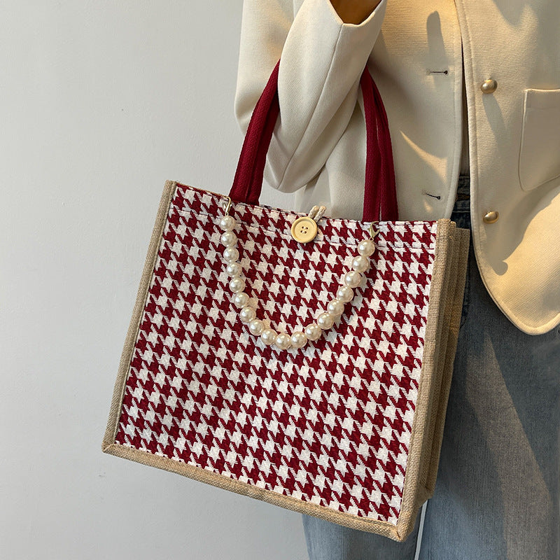 Houndstooth Patterned Tote Bag — product view 4