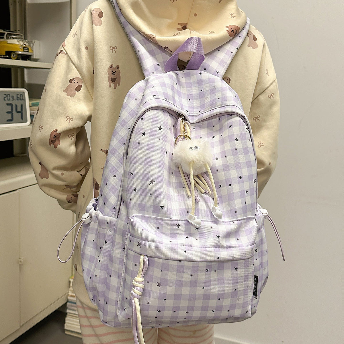 Cute Star-Embellished Daily Backpack LoungeYard — product view 3