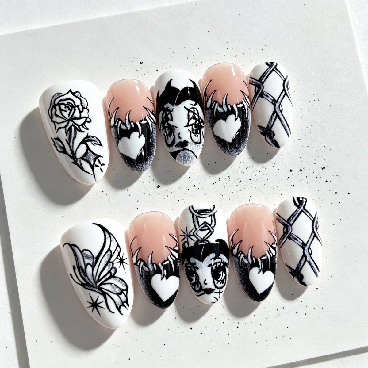 Artistic Press-On Nail Art Set with Unique Graphic Designs — product view 3