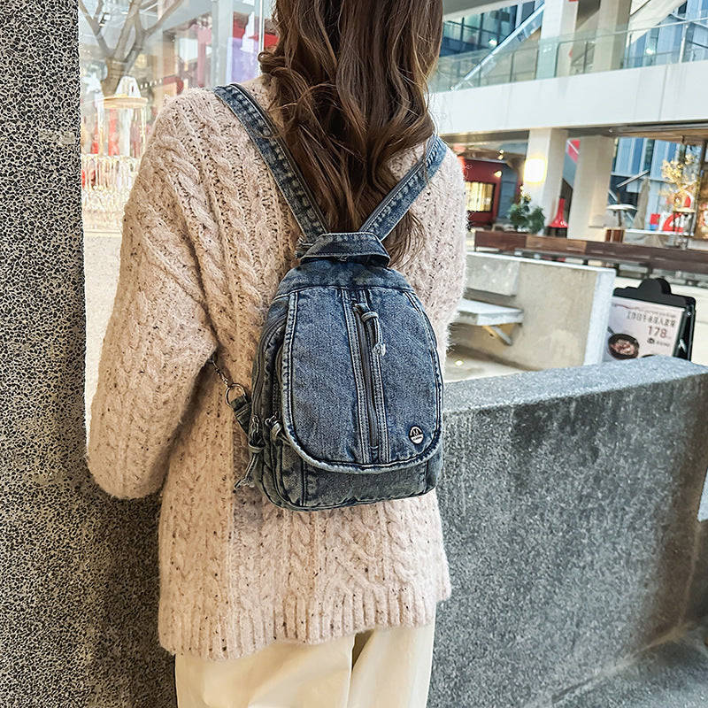 Compact Denim Sling Backpack LoungeYard — product view 3