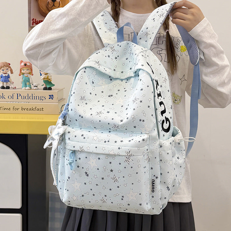 Stylish Star-Patterned School Backpack LoungeYard — product view 2