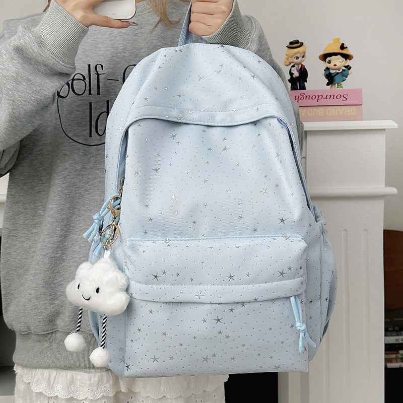 Fashionable backpack with sparkling star motif LoungeYard — product view 1