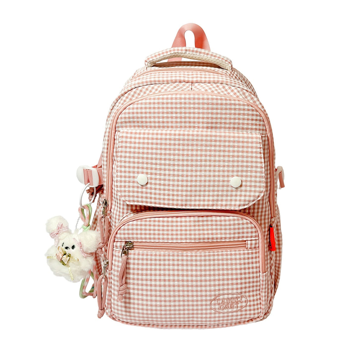 Gingham Print Multi-Pocket Backpack LoungeYard — product view 5