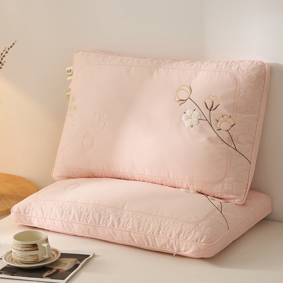 Premium Cotton Pillow Mattress Protector LoungeYard — product view 4