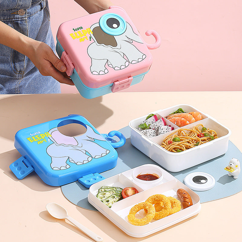 Illustrated Elephant-Themed Bento Lunch Box — product view 1