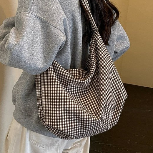 Cozy Gingham Print Shoulder Bag — product view 2