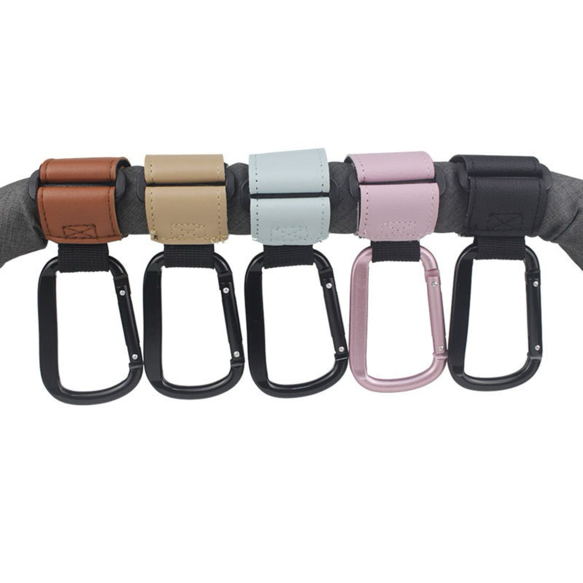Heavy-Duty Leather Loop Stroller and Bag Carabiner Hook — product view 1