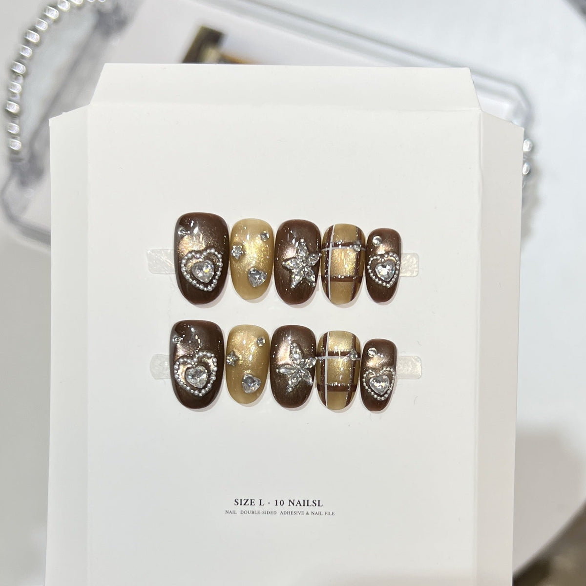 Decorative Heart and Star Press-On Nail Set — product view 1