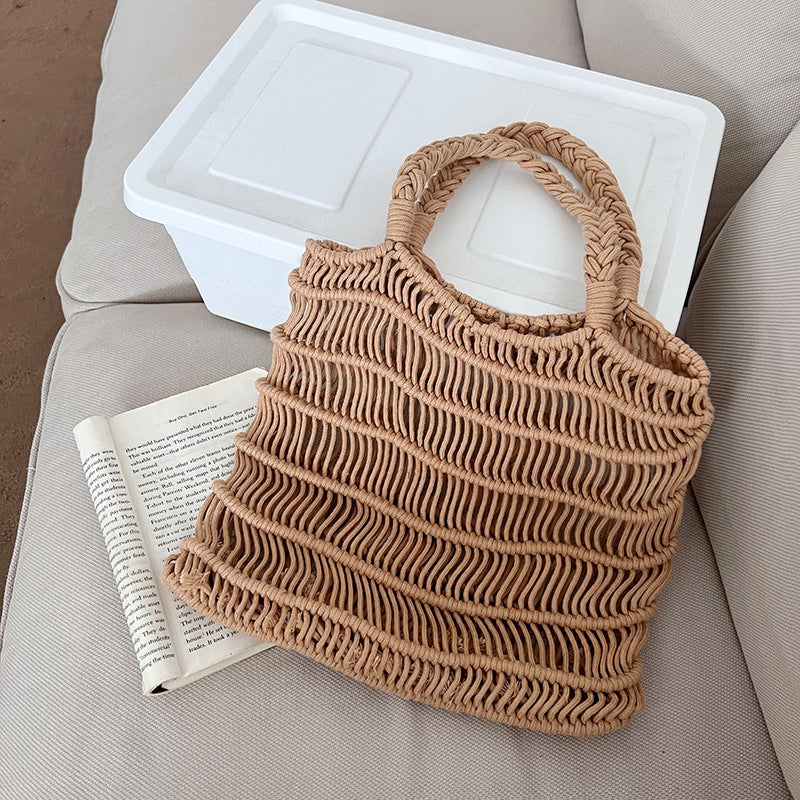Handmade basket bag with braided design LoungeYard — product view 6