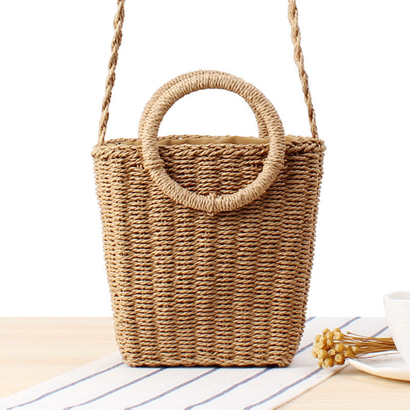 Braided Bast Shoulder Bag with Round Handle LoungeYard — product view 6