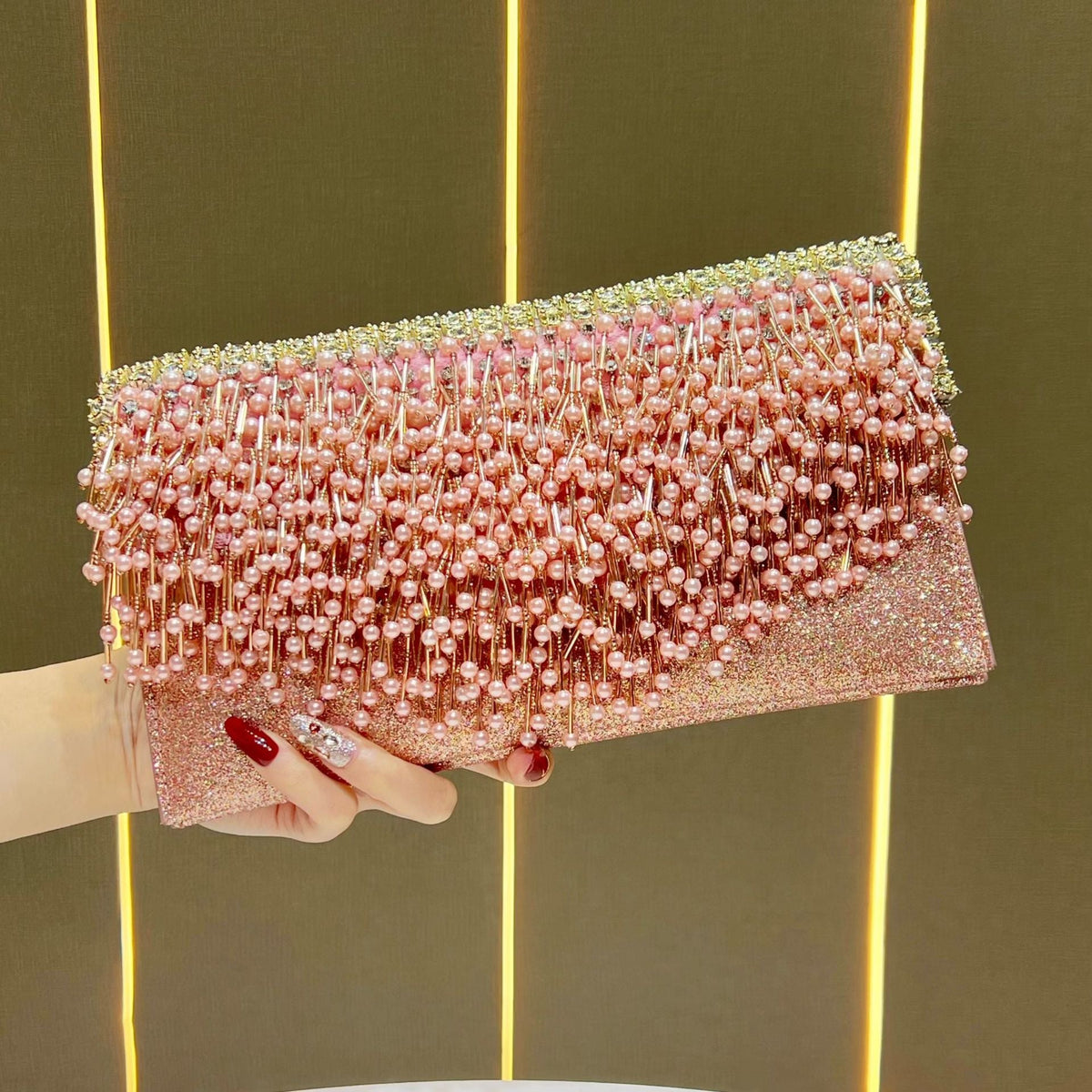 Beaded Fringe Evening Clutch — product view 1