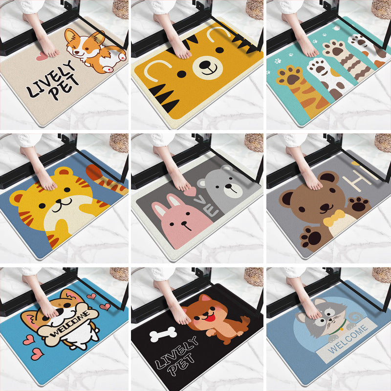 Cute Cartoon Dog-Themed Doormat Bowlift — product view 1