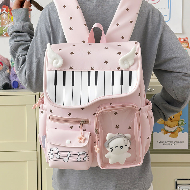 Piano-Themed Casual Backpack LoungeYard — product view 4