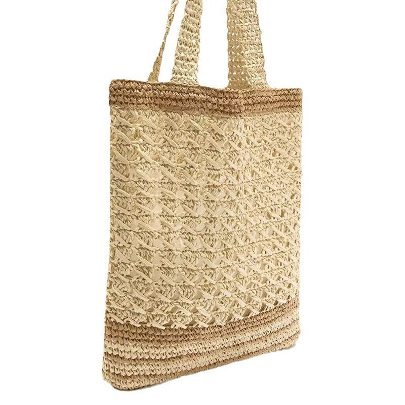 Handcrafted basket bag with modern striped design LoungeYard — product view 4