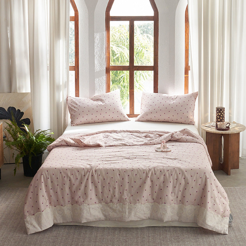 Ladies elegant bedspread with delicate floral pattern LoungeYard — product view 5