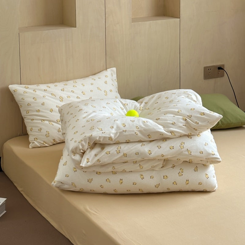 Unisex cotton pillowcase with cheerful bear design LoungeYard — product view 6