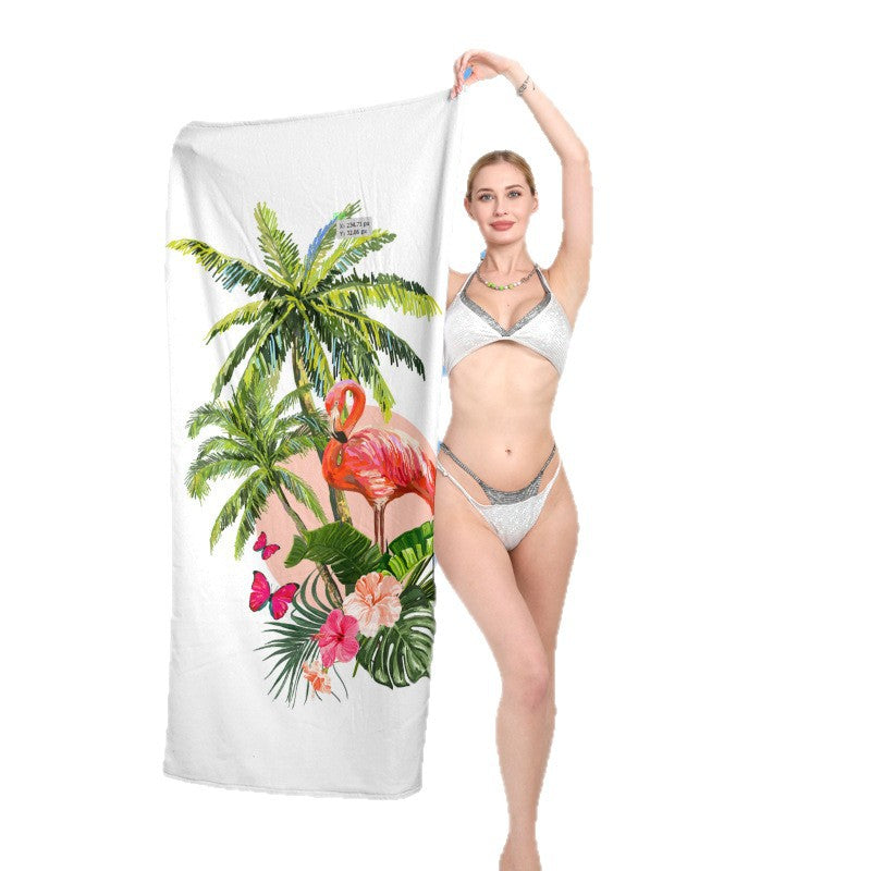 Beach towel with exotic flamingo motif LoungeYard — product view 3