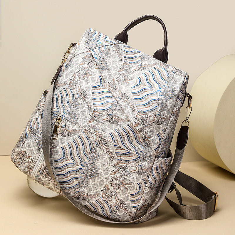Chic Patterned Travel Backpack LoungeYard — product view 2