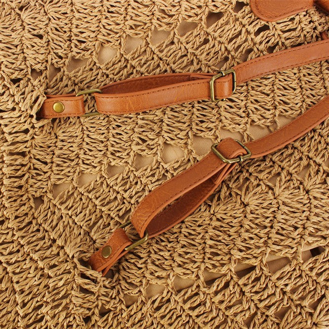 Braided Natural Material Backpack LoungeYard — product view 3
