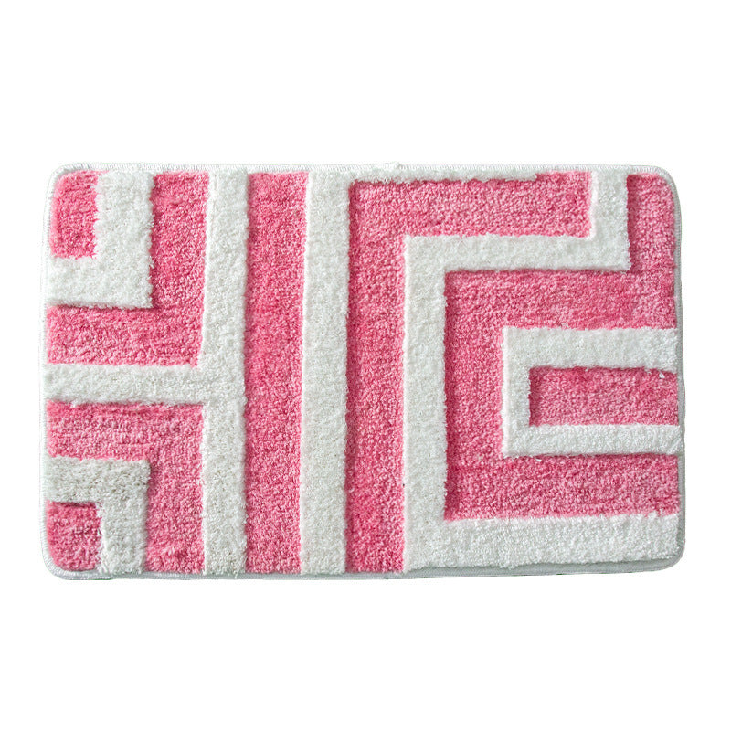 Plush Geometric Pattern Bath Mat Bowlift — product view 3