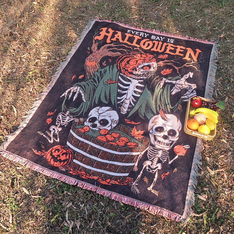 Halloween-Themed Tapestry Throw Blanket — product view 2