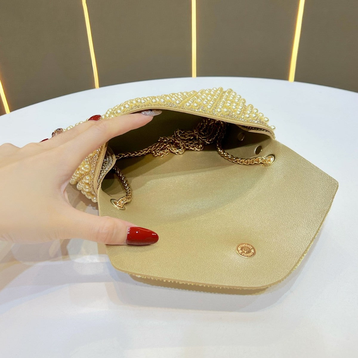 Elegant Pearl Beaded Clutch — product view 3