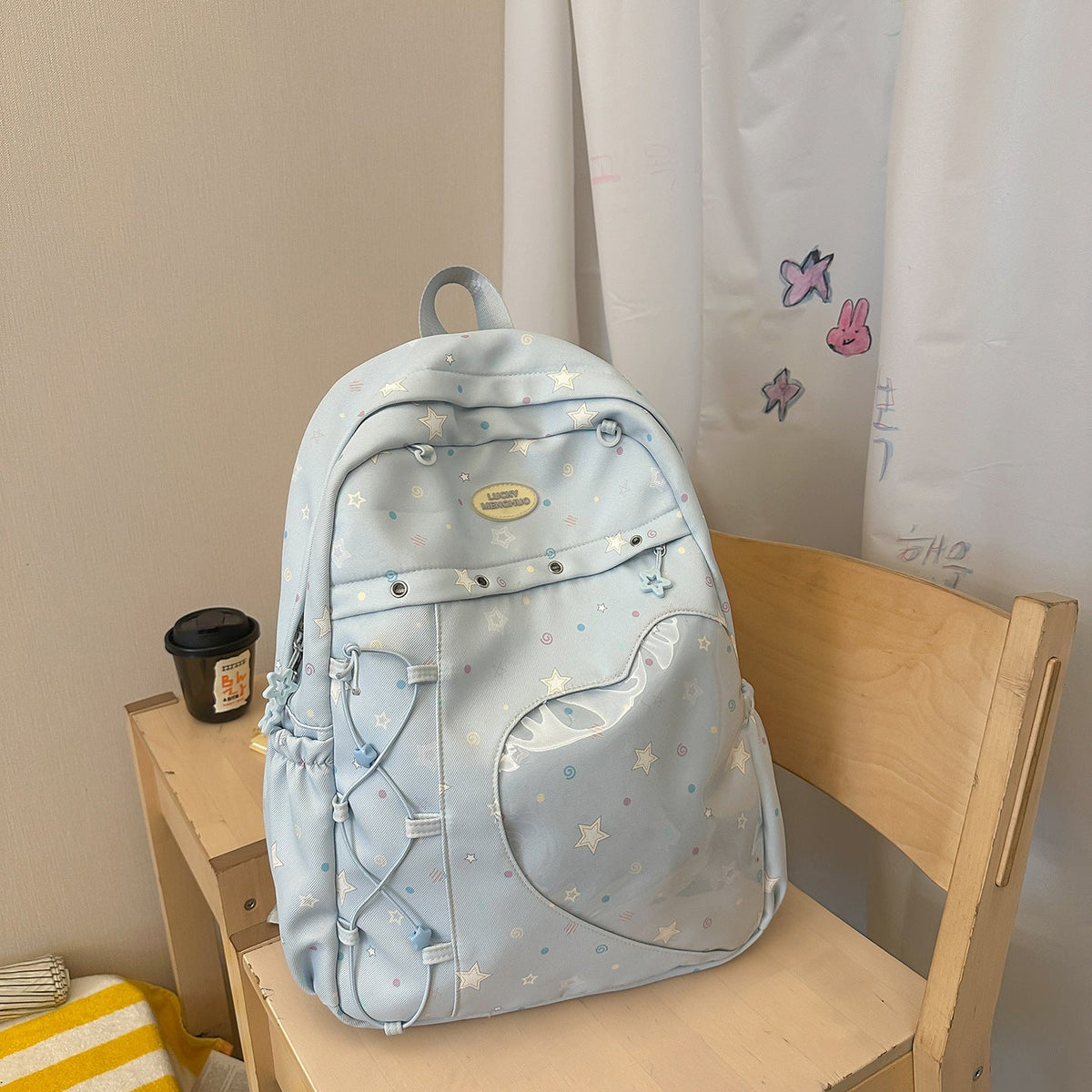 Heart-Appliqué Casual Backpack LoungeYard — product view 6