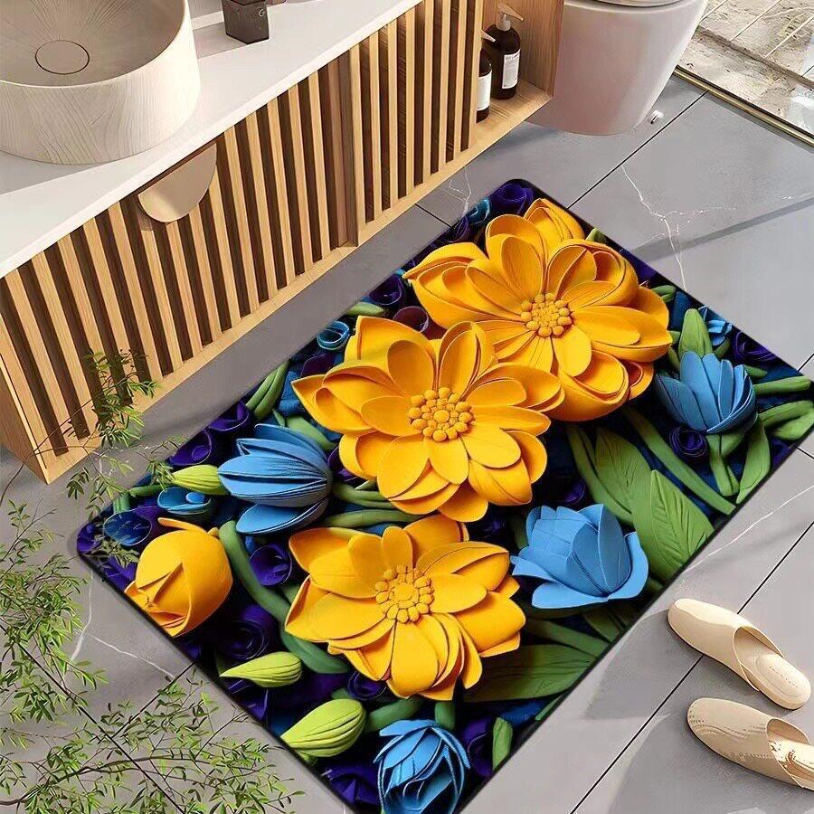 Elegant Floral Decorative Bath Mat — product view 4